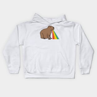 Animals with Rainbow Puke Happy Capybara Kids Hoodie